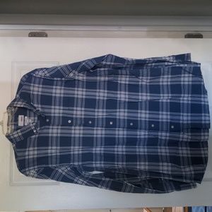 This is a Sonoma size LT blue and white plaid button down long sleeve shirt